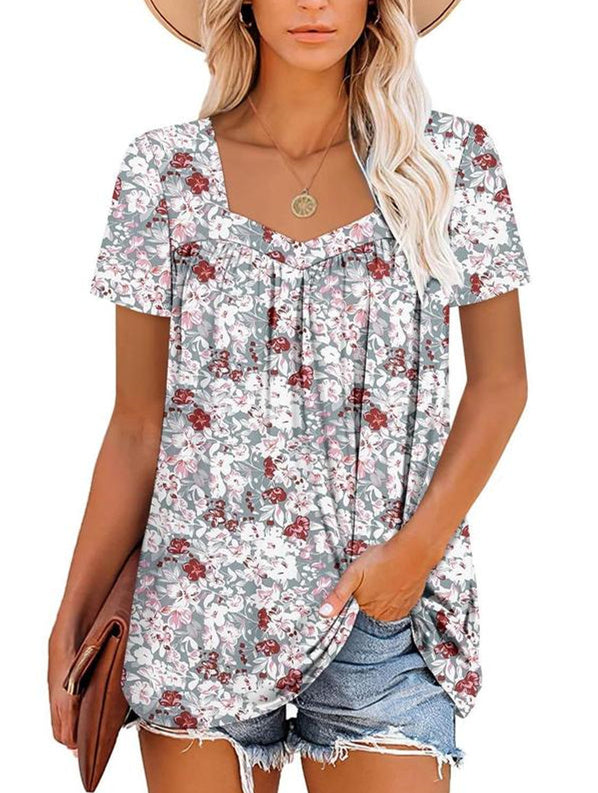 Harrie | Chic Pleated Print Top