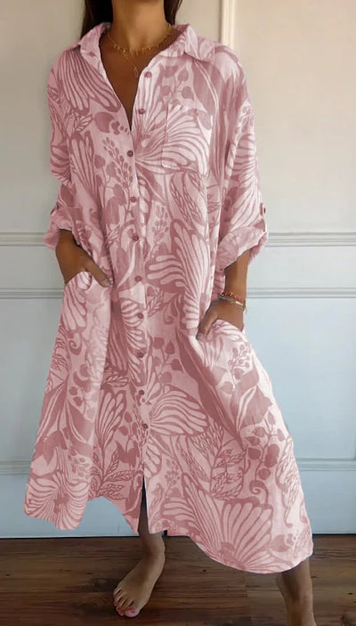 Casey | Effortless Printed Lapel Loose Dress