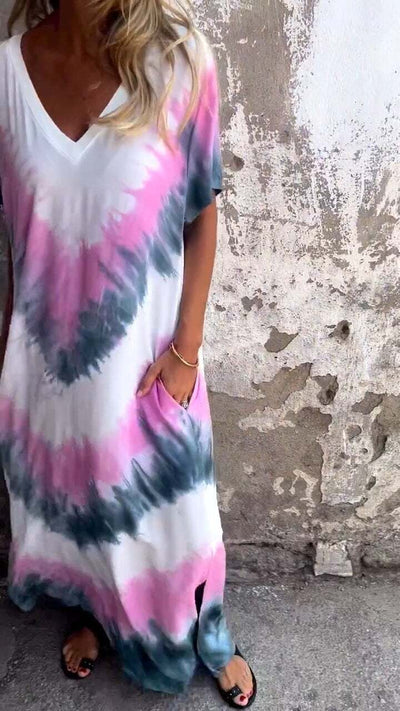 Dawn | Comfortable Tie-Dye V-Neck Dress