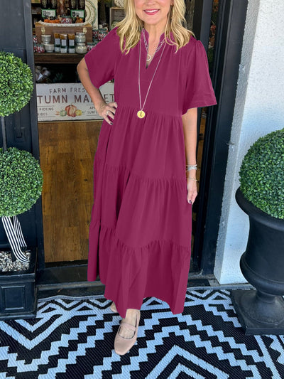 Valerie | Tiered Elegance V-Neck Dress