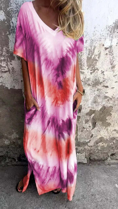 Dawn | Comfortable Tie-Dye V-Neck Dress