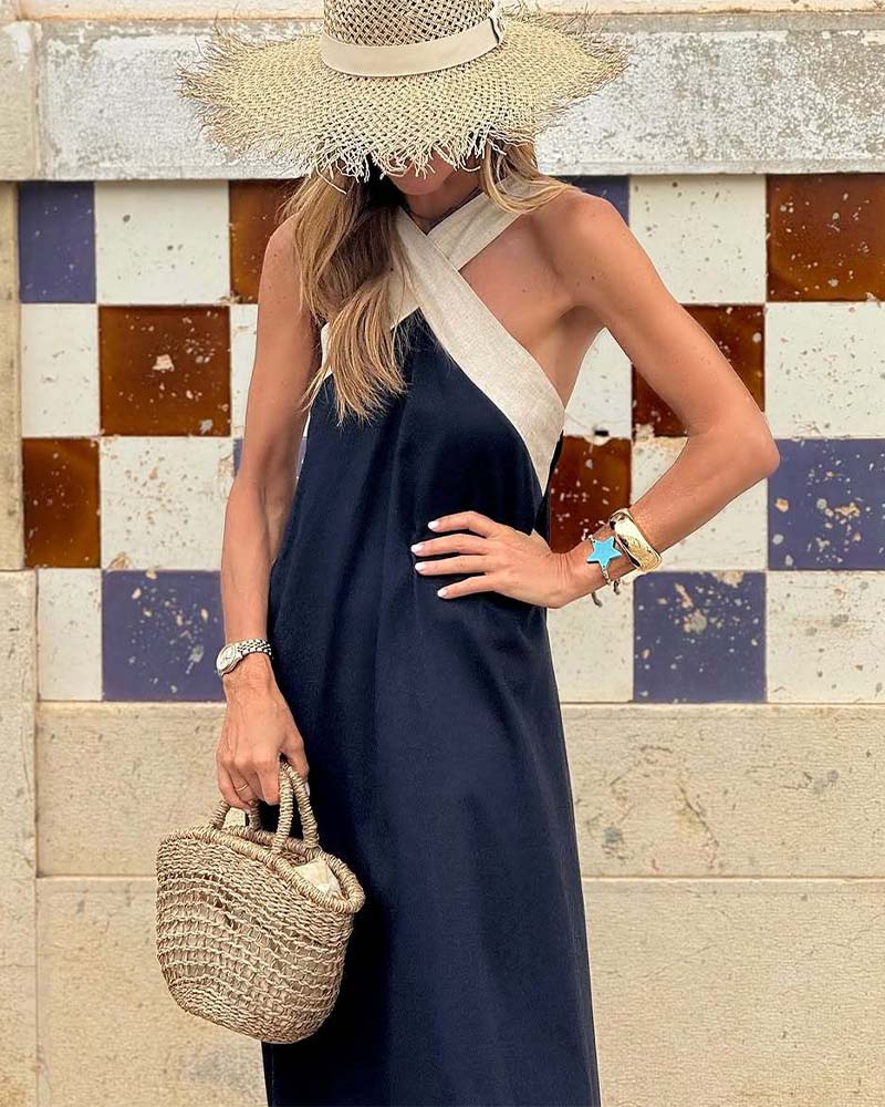Saela | Chic Twist Cross Neck Dress