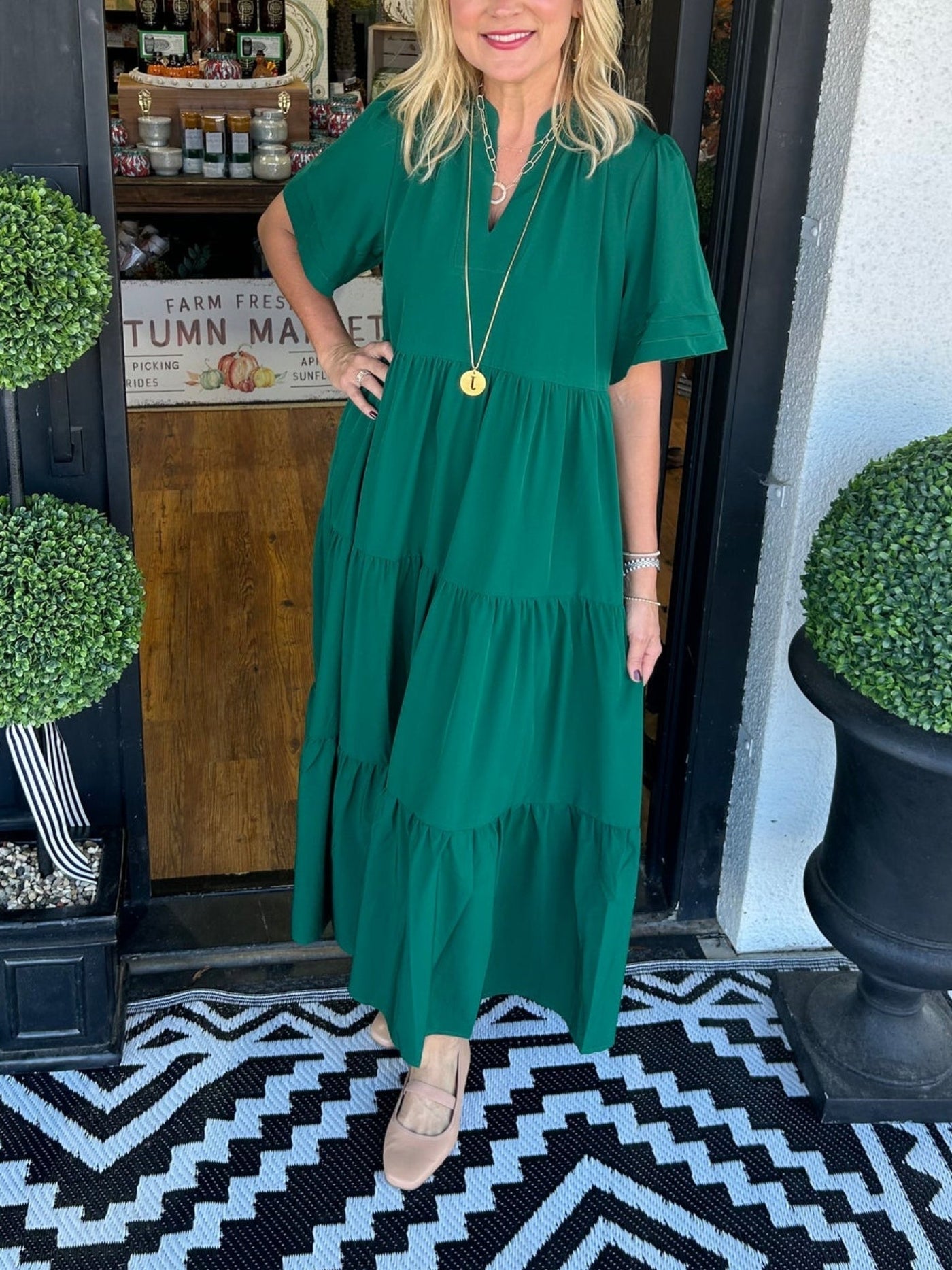 Valerie | Tiered Elegance V-Neck Dress