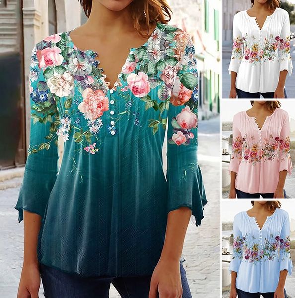 Nika | Chic V-Neck Printed Blouse