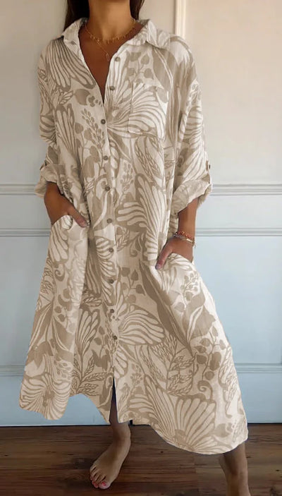 Casey | Effortless Printed Lapel Loose Dress