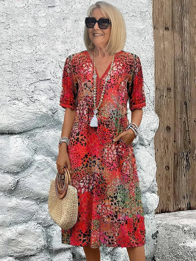 Velia | Elegant Boho Midi Dress