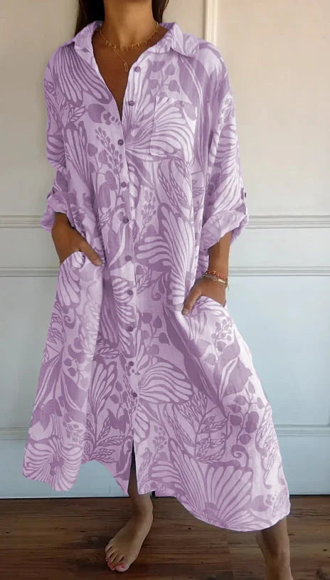 Casey | Effortless Printed Lapel Loose Dress