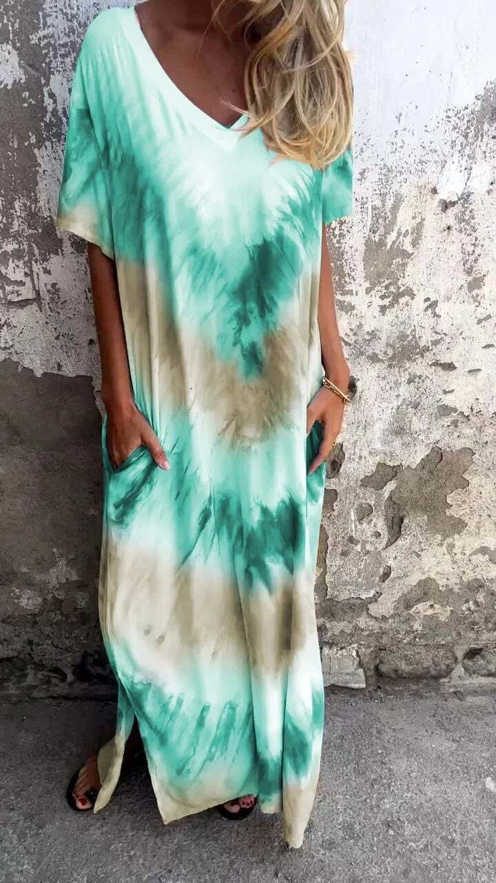 Dawn | Comfortable Tie-Dye V-Neck Dress