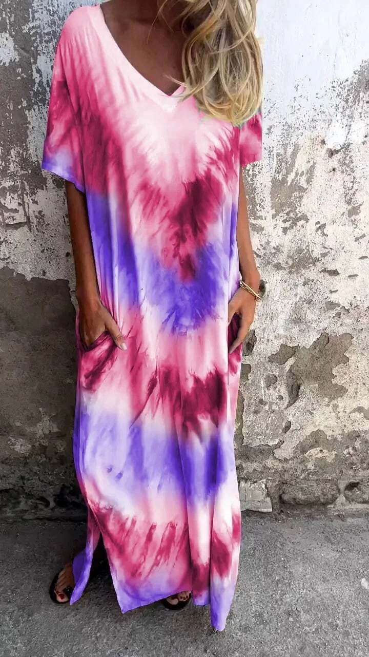 Dawn | Comfortable Tie-Dye V-Neck Dress