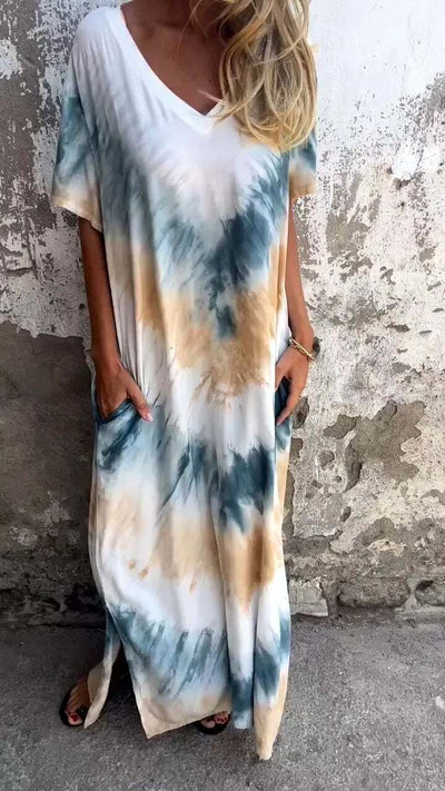 Dawn | Comfortable Tie-Dye V-Neck Dress