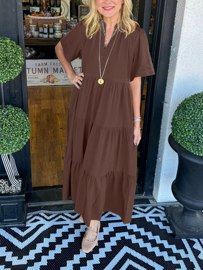 Valerie | Tiered Elegance V-Neck Dress