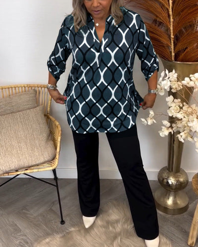 Junessa | Chic Long Sleeve Print Blouse