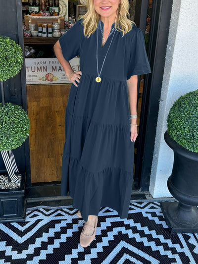 Valerie | Tiered Elegance V-Neck Dress