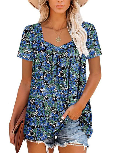 Harriet | Chic Pleated Print Top