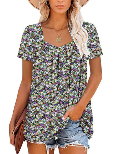 Harrie | Chic Pleated Print Top