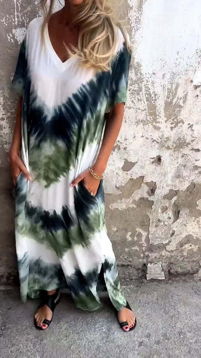 Dawn | Comfortable Tie-Dye V-Neck Dress