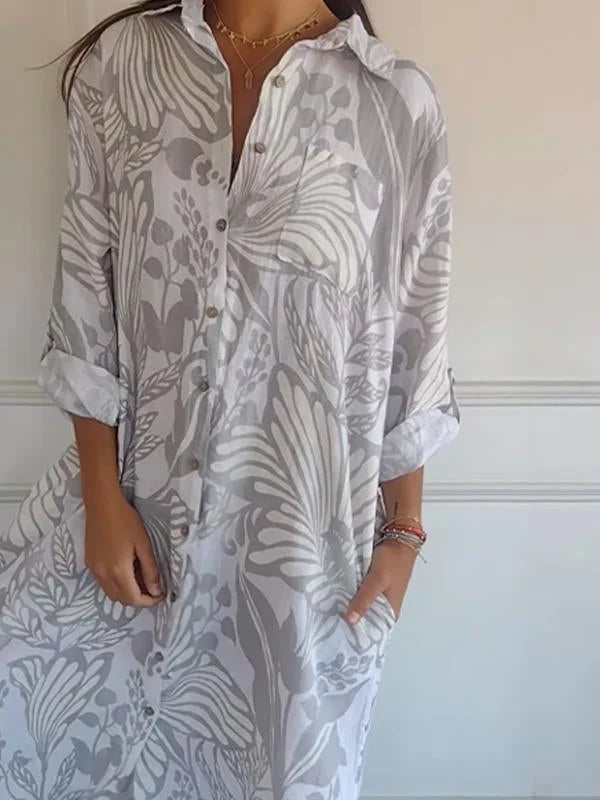Casey | Effortless Printed Lapel Loose Dress