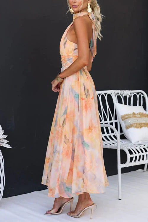 Sallie | Backless Elegant Watercolor Dress