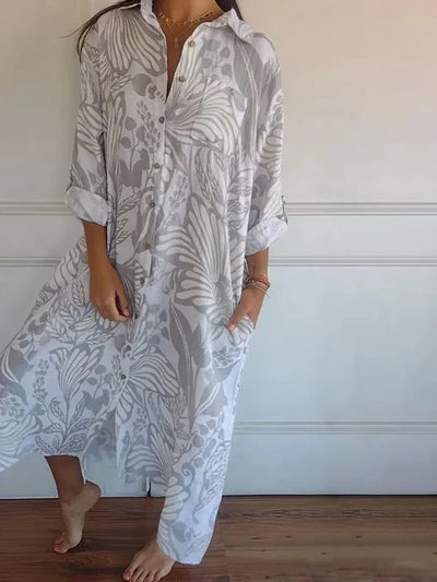 Casey | Effortless Printed Lapel Loose Dress