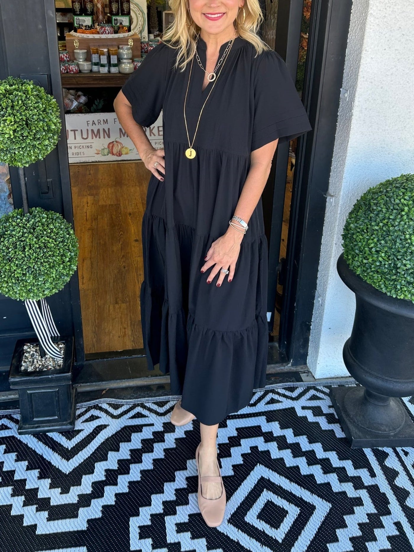 Valerie | Tiered Elegance V-Neck Dress