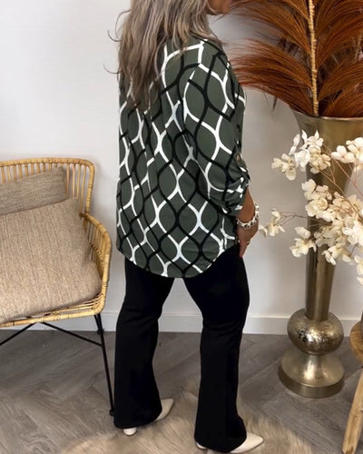Junessa | Chic Long Sleeve Print Blouse
