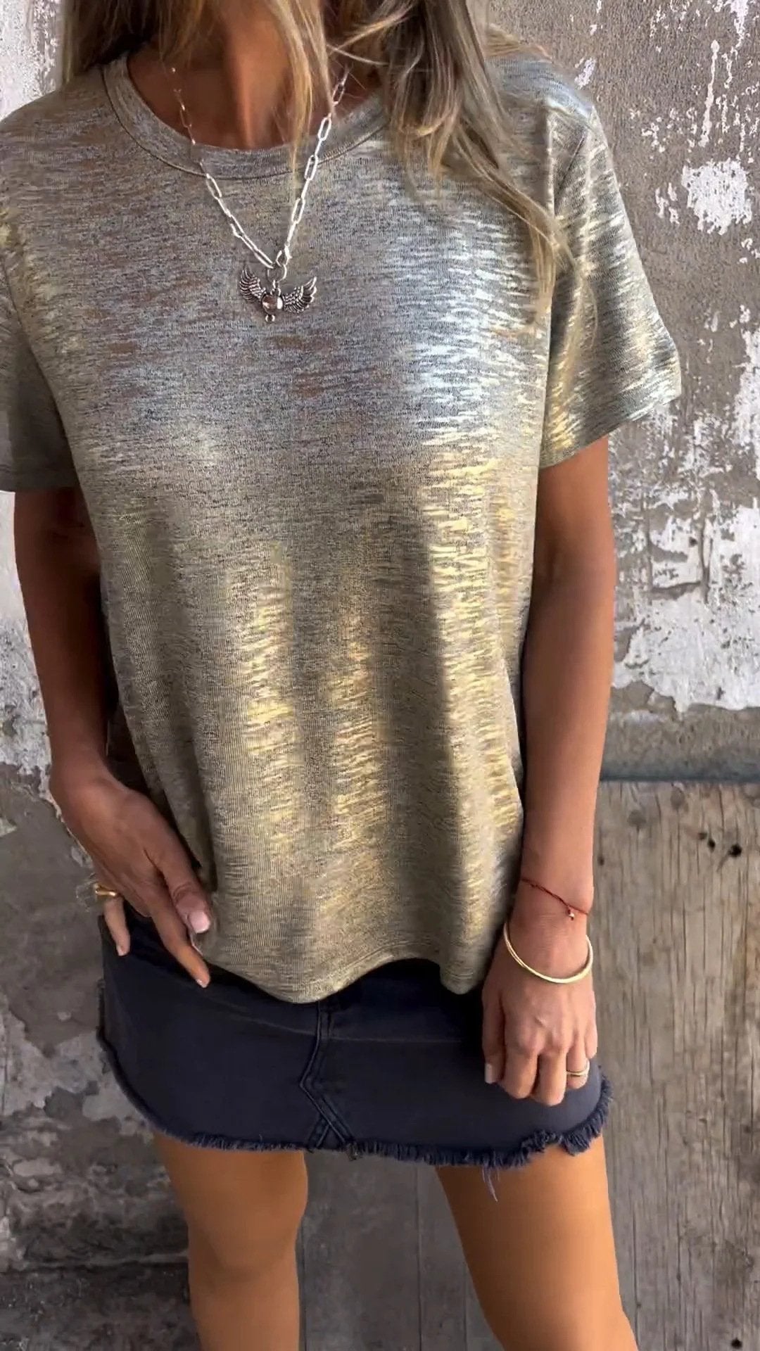 Gemma | Dazzling Gold Foil Shirt