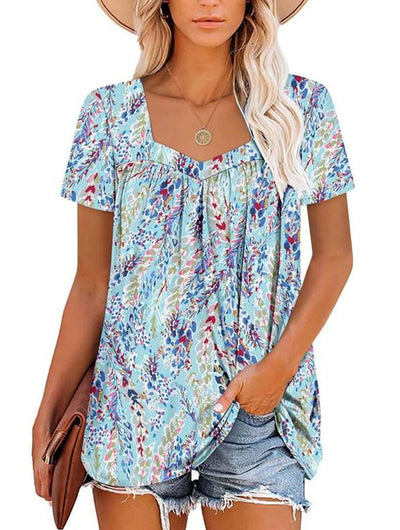 Harrie | Chic Pleated Print Top