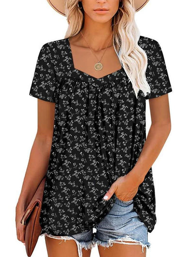 Harrie | Chic Pleated Print Top