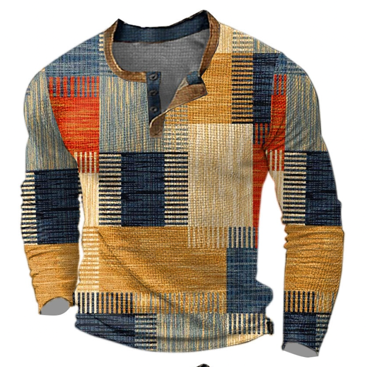 MarcoVinci - Men's Round Neck Sweater with Button Closure