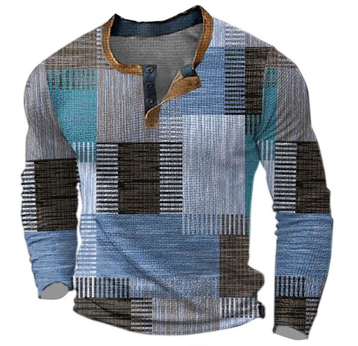 MarcoVinci - Men's Round Neck Sweater with Button Closure