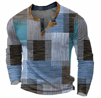 MarcoVinci - Men's Round Neck Sweater with Button Closure