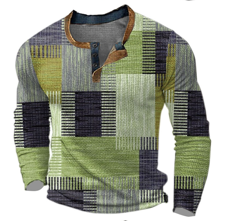 MarcoVinci - Men's Round Neck Sweater with Button Closure