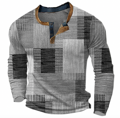 MarcoVinci - Men's Round Neck Sweater with Button Closure