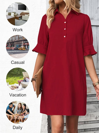 Wanette | Classic Ruffle Shirt Dress