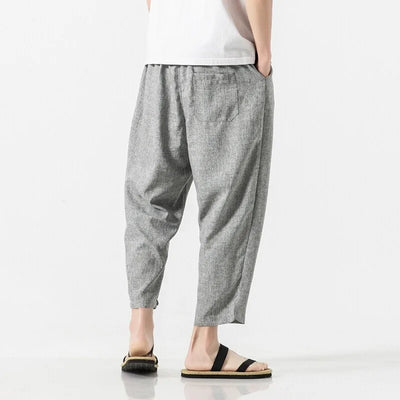 Hoshin Cropped Linen Trousers