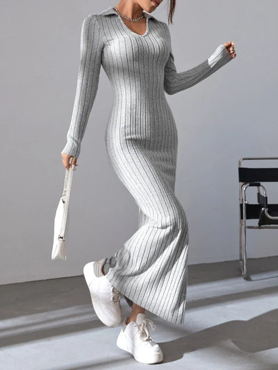 1+1 FREE | Maya - Ribbed Knit Split Dress