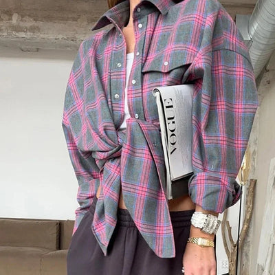 1+1 FREE | Ava - Oversized Plaid Shirt