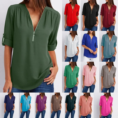 Ayiah | V-Neck Chiffon Sweater