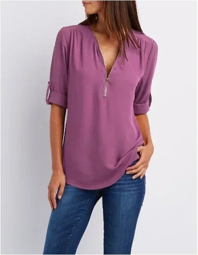 Ayiah | V-Neck Chiffon Sweater