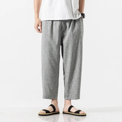 Hoshin Cropped Linen Trousers