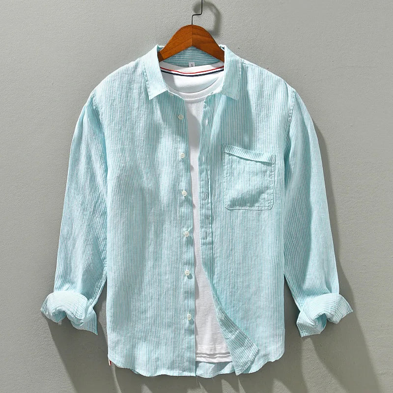 Oceanic Breeze Long Sleeve Linen Shirt