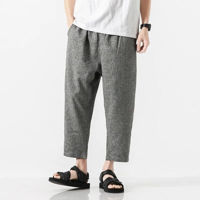 Hoshin Cropped Linen Trousers