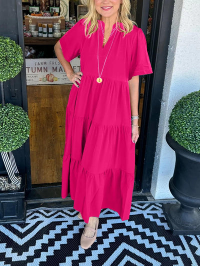 Valerie | Tiered Elegance V-Neck Dress