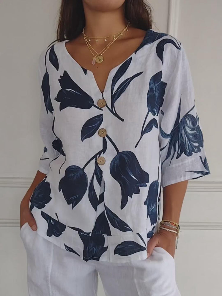 Laria | Floral V-Neck Blouse