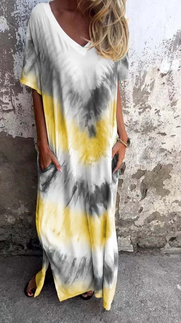 Dawn | Comfortable Tie-Dye V-Neck Dress