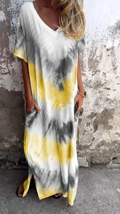 Dawn | Comfortable Tie-Dye V-Neck Dress