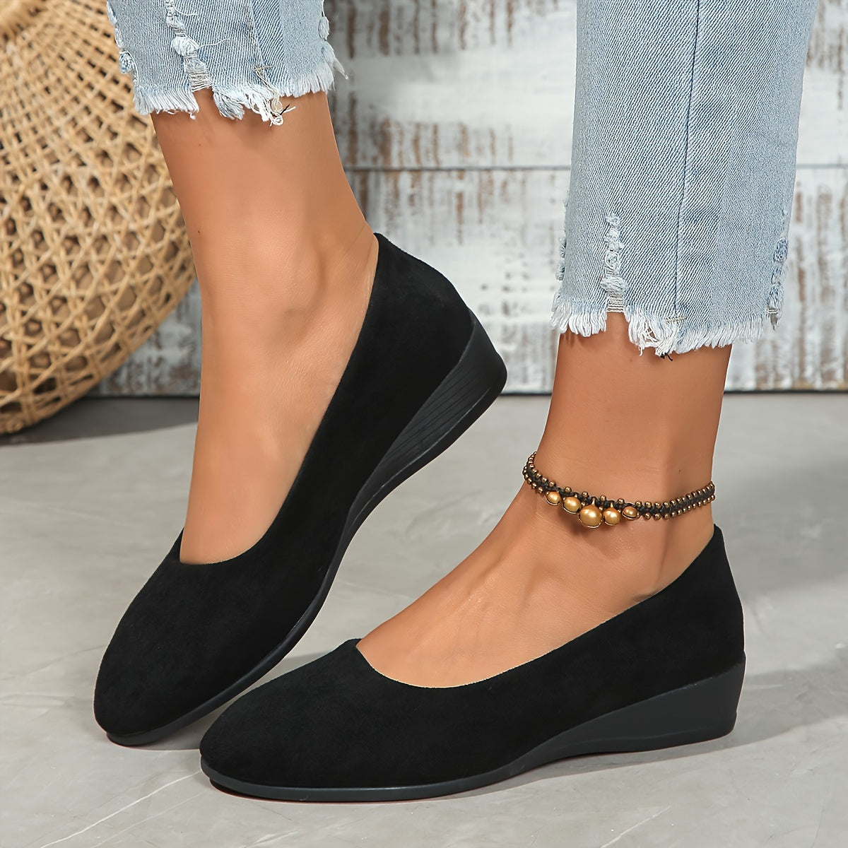 Cheryl – Comfortable Wedge Heel Ballerinas