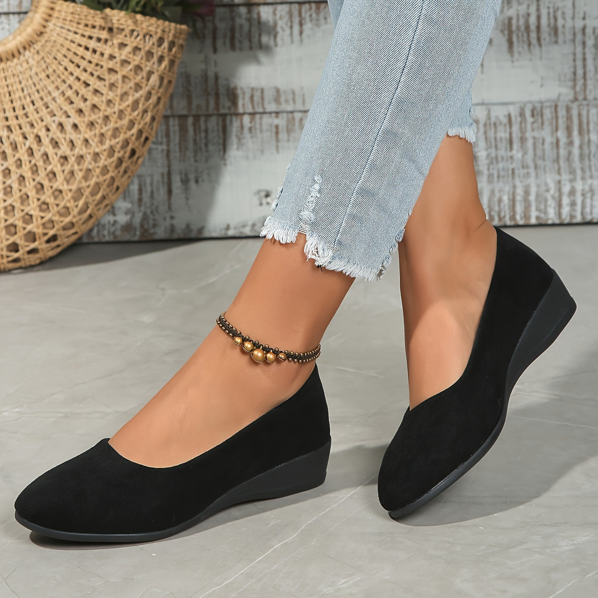 Cheryl – Comfortable Wedge Heel Ballerinas