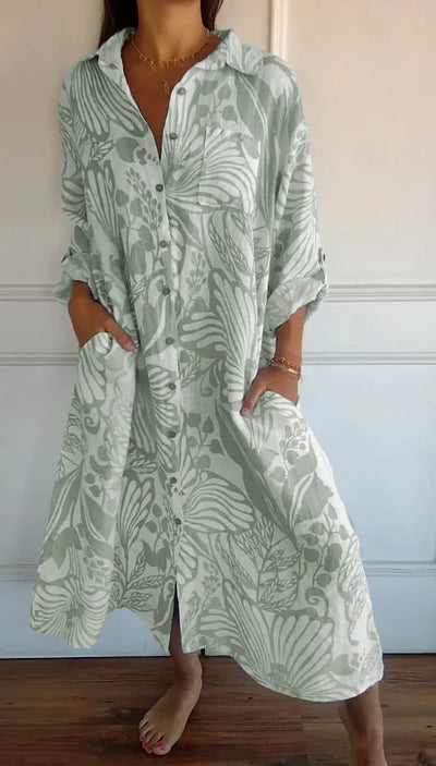 Casey | Effortless Printed Lapel Loose Dress