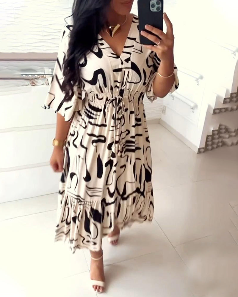 Suzanne | Cozy Chic Printed V-Neck Dress